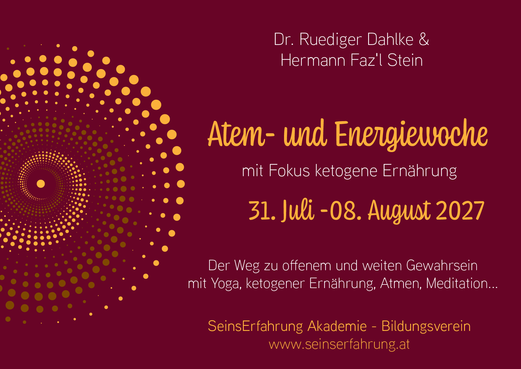 Atem- und Energiewoche plus ketogene Ernährung 2027 Atem- und Energiewoche plus ketogene Ernährung 2027